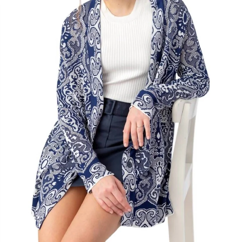 Additional Time-Limited Offers Filigree Jacquard Cardigan In Off White