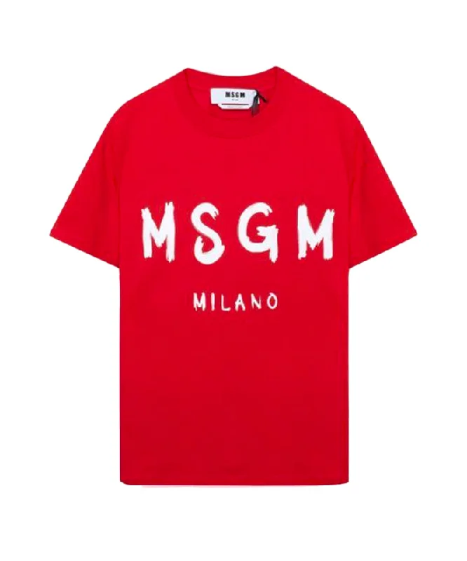 Fashion Sale Cotton T-shirt in solid colour with logo RED