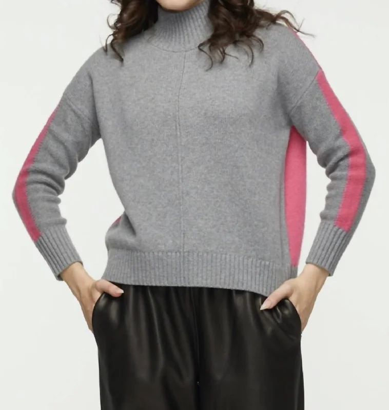 Women's Clothing for All Occasions Colorblock Turtleneck Sweater In Cloud