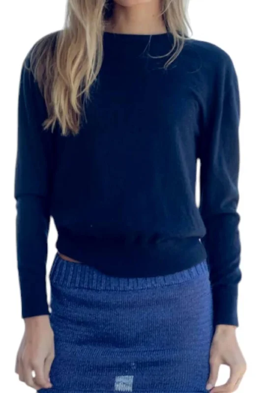 Plus Size Women's Fashion Paper Thin Cashmere Sweater In Navy