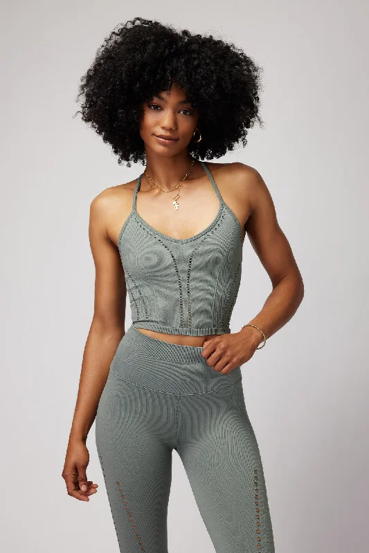 Trendy Women's Collection Spiritual Gangster Thea Seamless Crop Tank - Agave