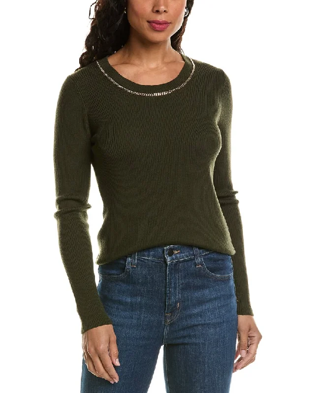 Sale Clothes Online Elie Tahari Chain Trim Wool Sweater