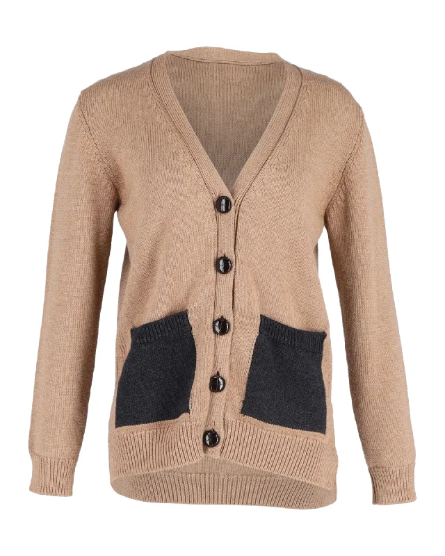 Unbeatable Deals Ganni Buttoned Cardigan in Brown Wool