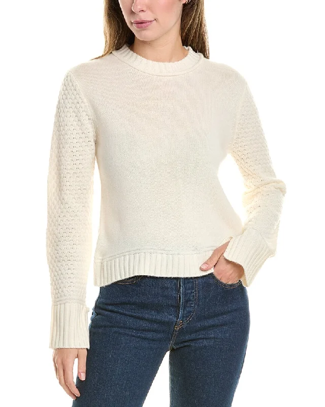 Relaxed Fit Women's Fashion Hannah Rose Raised Diamond Sleeve Wool & Cashmere-Blend Sweater