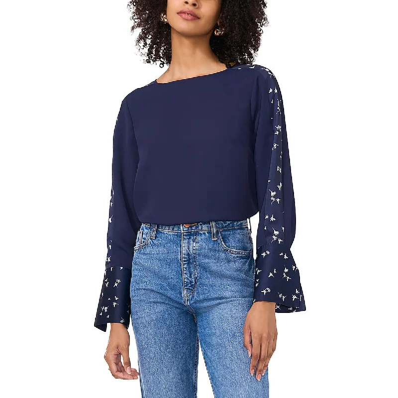 Online Impressions Boutique Womens Printed Crewneck Blouse