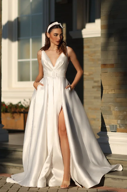 Everyday Basics Tina Holly BB209W A Line Long Ball Gown Wedding Dress