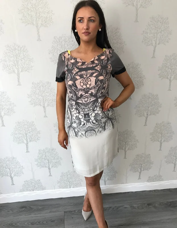 Elevate Your Wardrobe Zita Grey Aztec Print Midi Dress