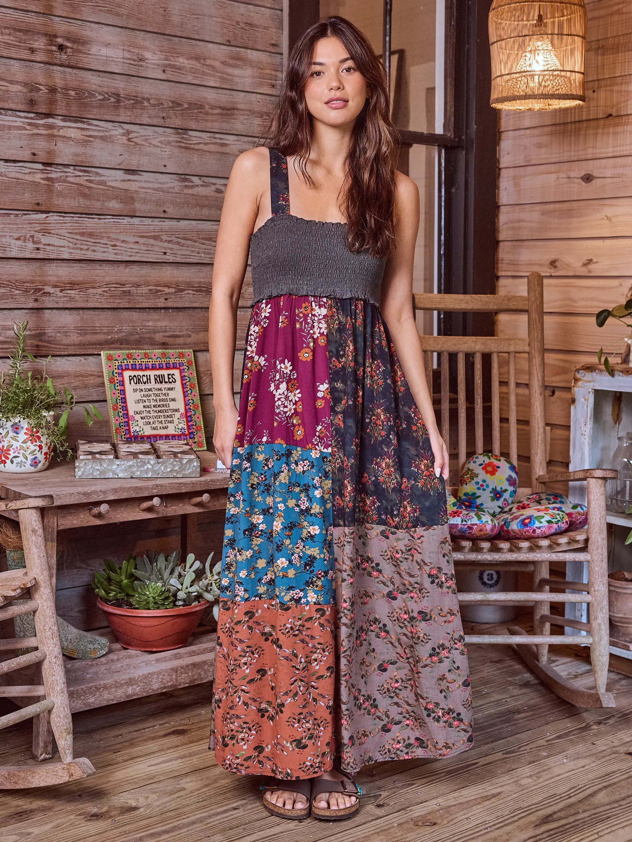 Flash Sales This Week Valentina Maxi Dress - Rust Teal Mixed Floral