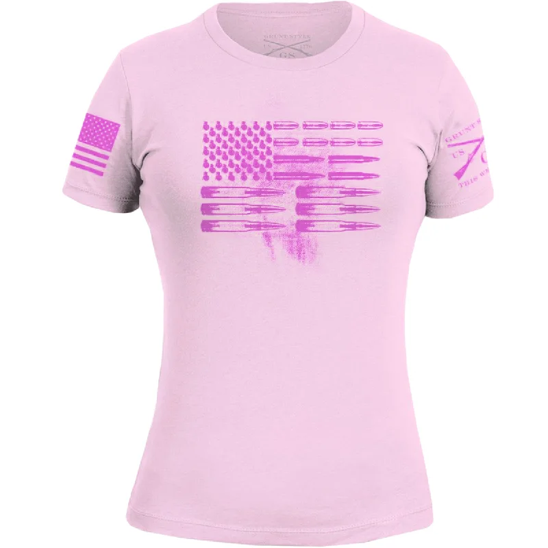 Chic Women's Outfit Ideas Grunt Style Women's Ammo Flag T-Shirt - Pink