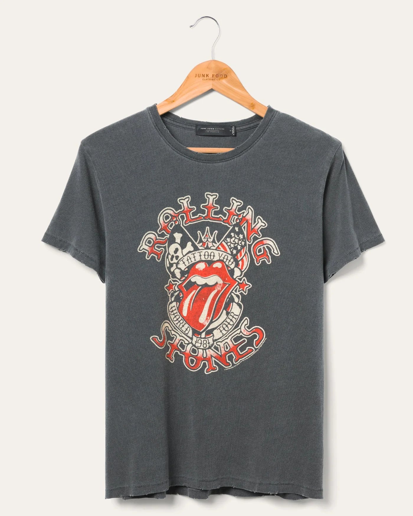 Must-Have Styles Junk Food The Rolling Stones Tattoo You Tee - VINTAGE BLACK