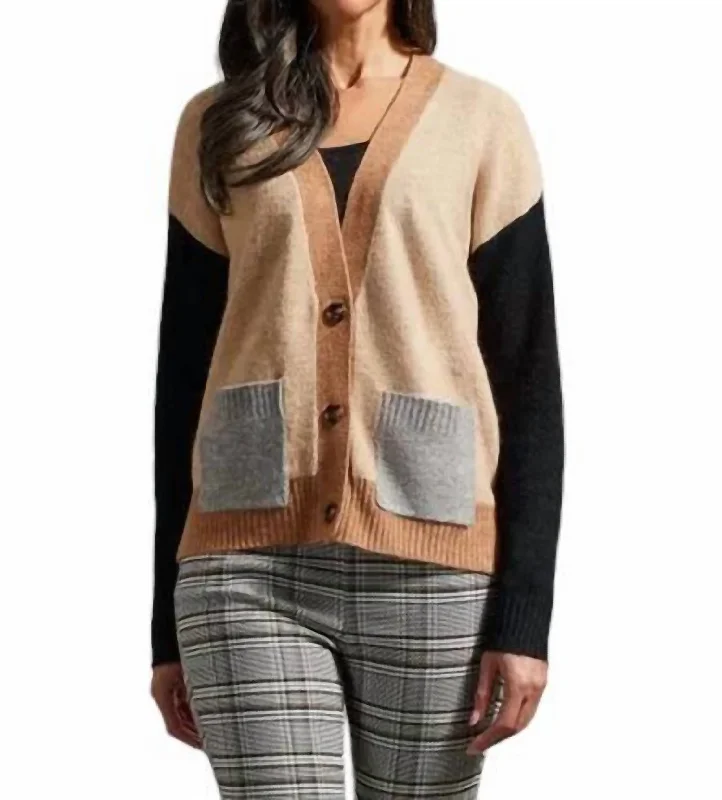 Style Beyond Borders Colorblock Cardigan In Nomad