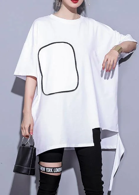 Best Online Boutiques French white cotton clothes half sleeve oversized summer tops