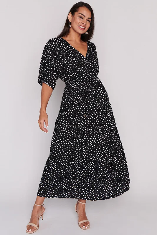 Seasonal Trends Maddie Black Irregular Spot Dress