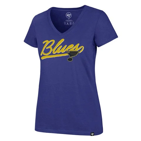 Seasonal Trends St. Louis Blues 47 Brand Womens Script Sweep Tee - Royal