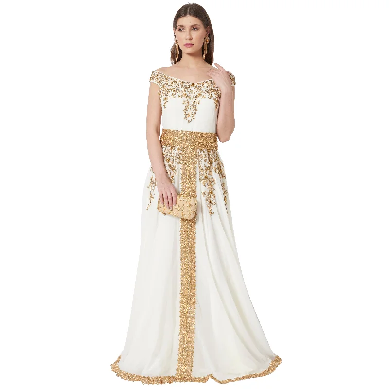 Casual Yet Stylish Separates Off Shoulder Embroidered Gown Crystal Ball Gown