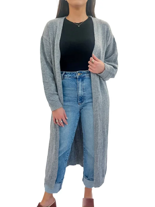 Dive Into Trendy Styles Classic Cardigan In Heather Grey