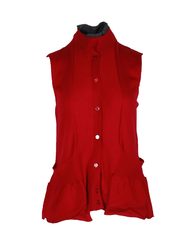 Style Redefined Marni Sleeveless Knit Vest in Red Wool