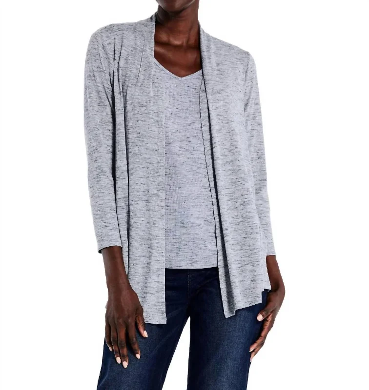 Chic And Edgy Drapey Rib Cardigan In Moonwalk