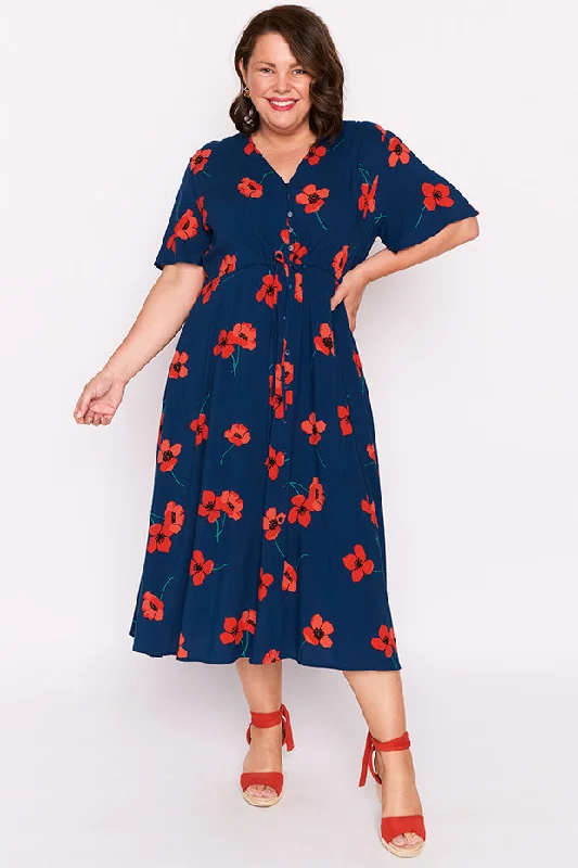 Latest Trends Michelle Red Poppy Fields Dress