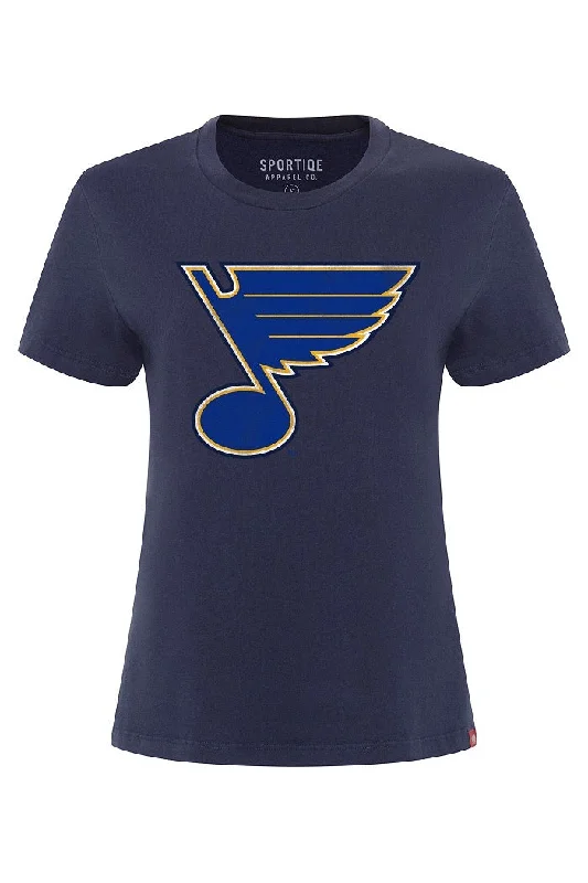 Evening Elegance ST. LOUIS BLUES SPORTIQE WOMEN'S NOTE ARCADIA TEE- INDIGO