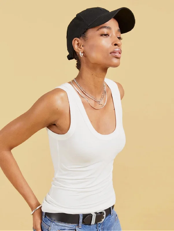 Comfort Meets Fashion Brenna Scoop Neck LENZING™ ECOVERO™ Jersey Vest Top | Pure White