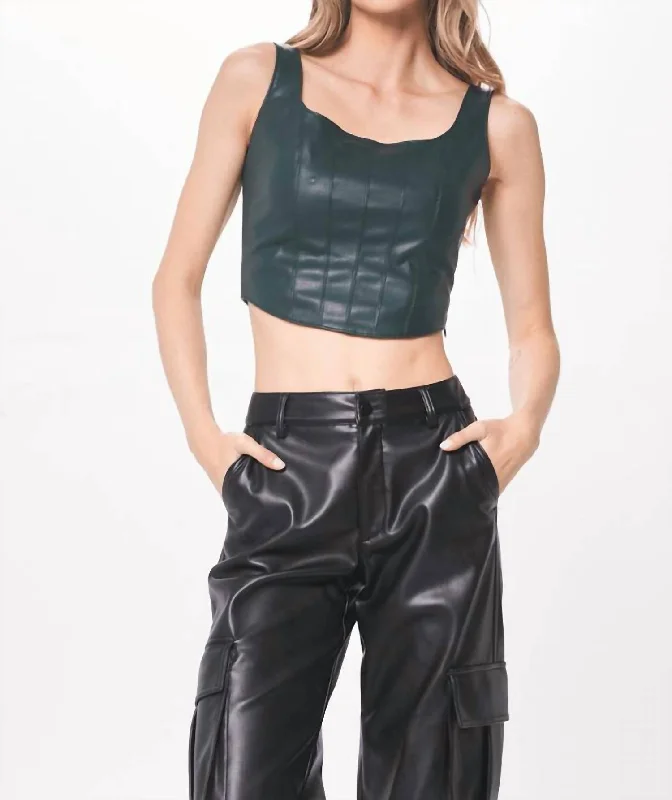 Latest Fashion In The Club Cropped Tank In Forest Green