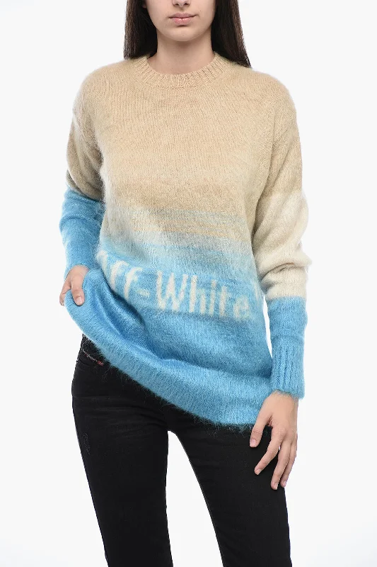 Fashion Essentials Off-White Mohair Blend HELVETICA Degradè Pullover