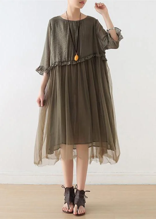 Style Breakthroughs French Tea Green Tull Maxi dresses patchwork chiffon Summer Dress