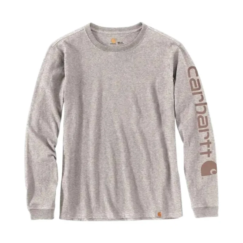 Trendy Street Style Clothing Carhartt Women's Long Sleeve Logo T-Shirt - Heather Gray