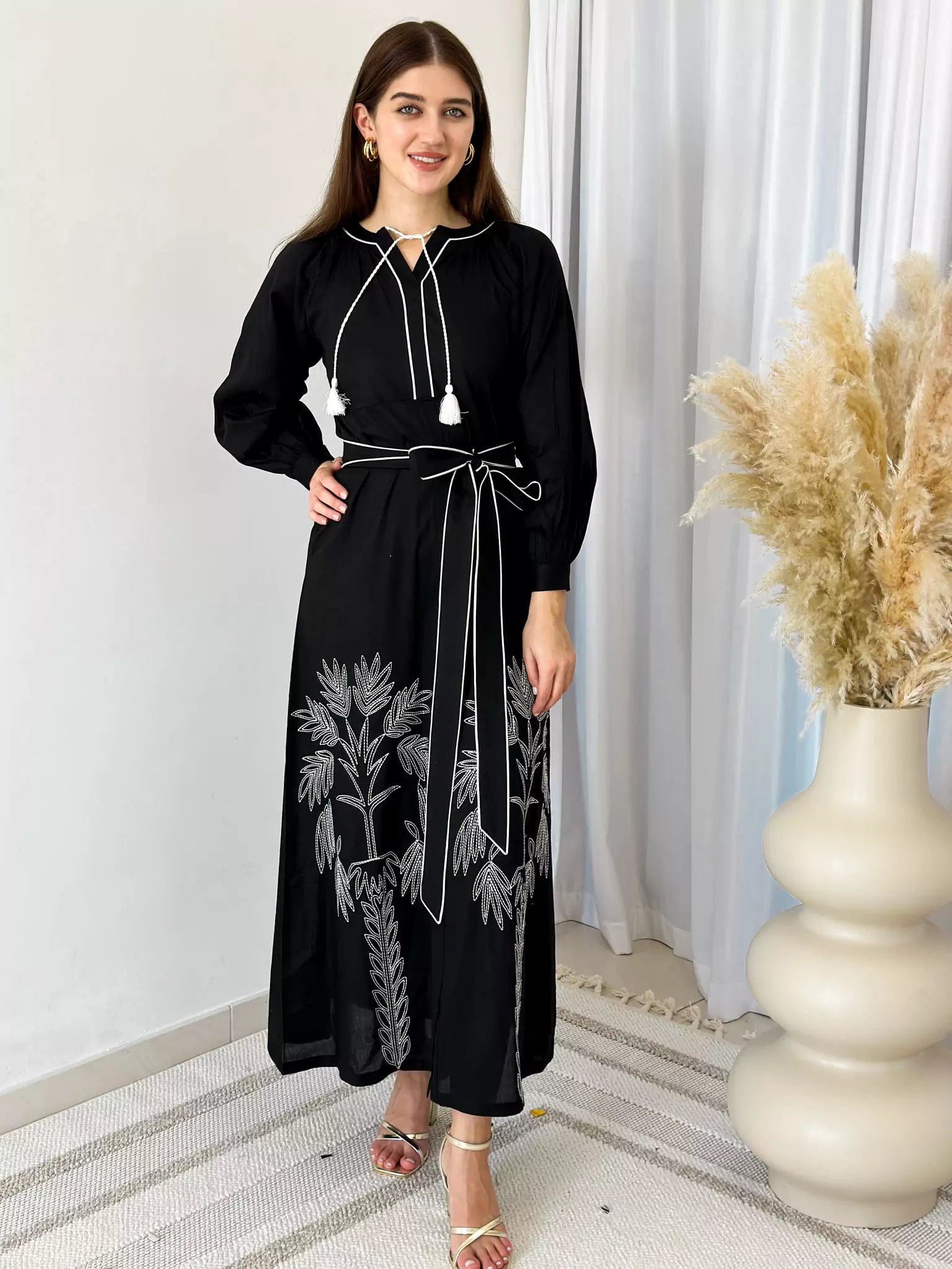 Comfortable Clothes Una Embroidered Palm Dress