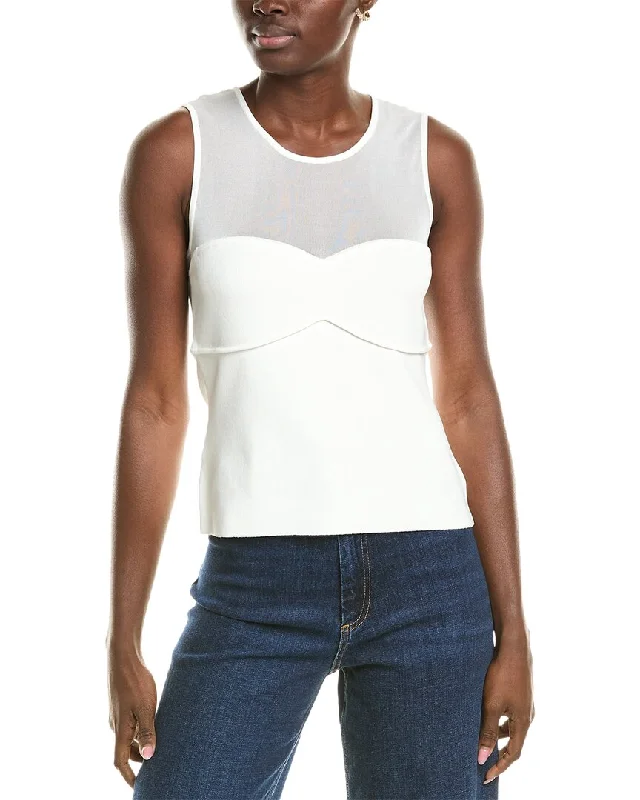 Trendy Street Style Clothing BCBGMAXAZRIA Sheer Yoke Top