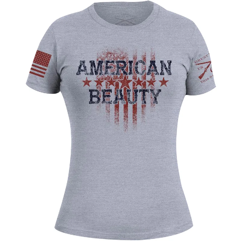 Stylish Everyday Clothing Grunt Style Women's American Beauty 2.0 T-Shirt - Gray