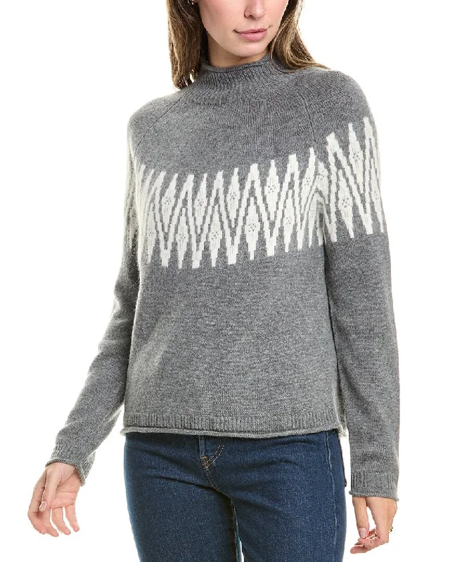 Wardrobe Update Hannah Rose Sunburst Fairisle Raglan Wool & Cashmere-Blend Sweater