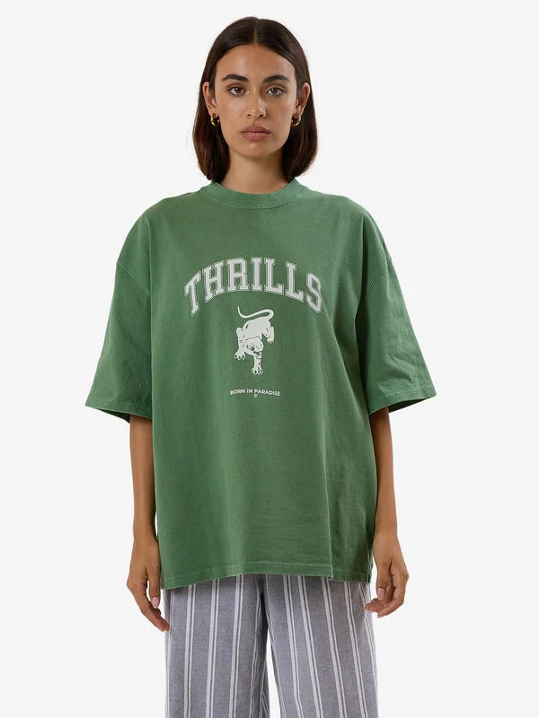 Online Boutiques Affordable THRILLS Hard Knocks Oversized Tee - ELM GREEN