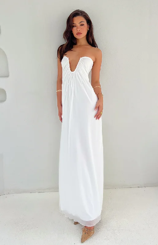 Women's Clothing Boutique Braelyn White Strapless Maxi Dress