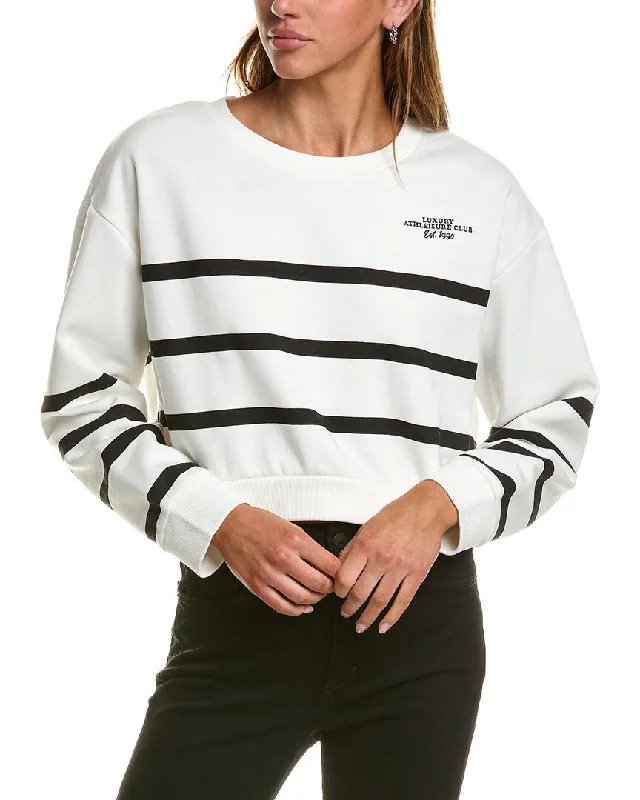 Chic Wardrobe Vintage Havana Stripe Essential Fleece Pullover