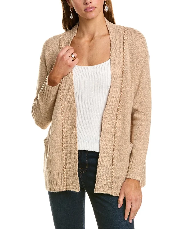 Affordable Women's Clothing Sale Online Hannah Rose Multicolor Braid Basketweave Wool & Cashmere-Blend Cardigan