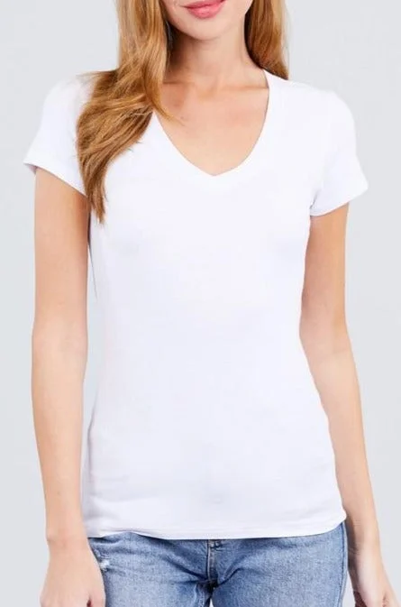 Exclusive Discount Solid V-Neck Tee