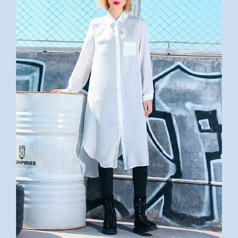 Trendy Threads Women side open Cotton quilting clothes Pakistani Photography white oversized shirt Dress