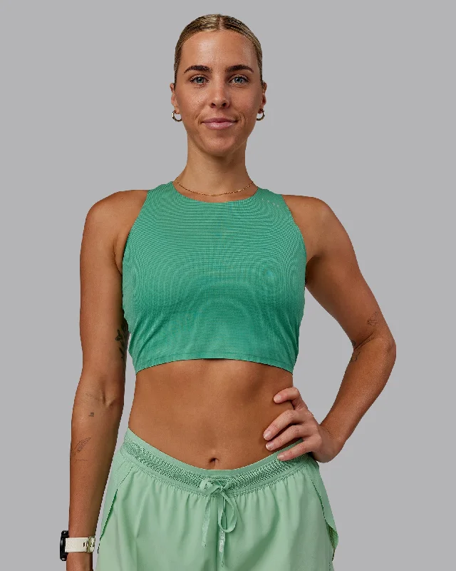 Final Sale Race Day Cropped Performance Tank - Mystic Green-Surreal Green