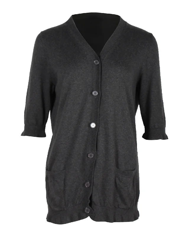 Best Sellers Marni x Joyce Ruffled Cardigan in Grey Cotton