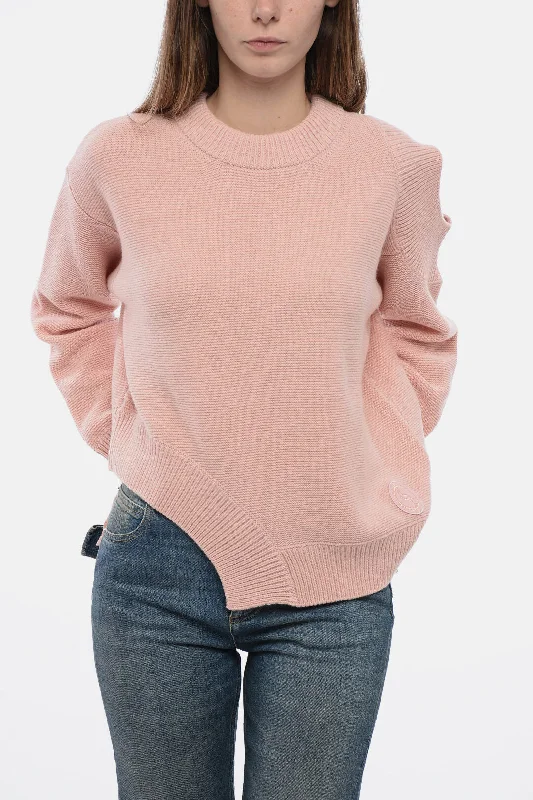 Business Casual Outfits Stella McCartney Crew Neck Cashmere Blend Sweater with Cut-outs