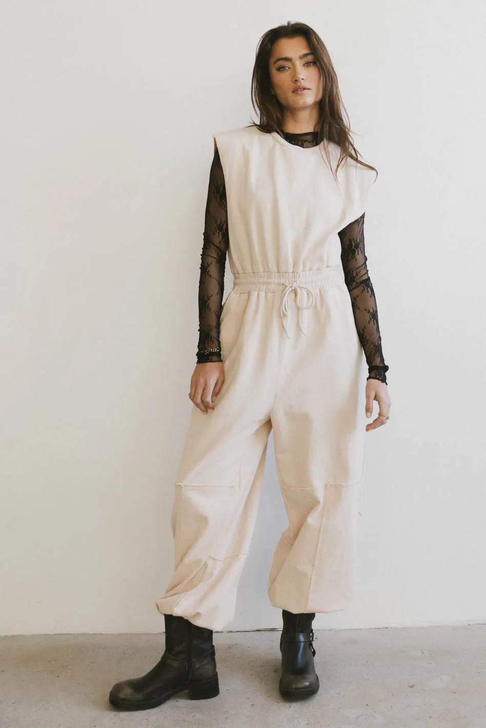 Athleisure Wear Weekend Warrior Jumpsuit in Ivory