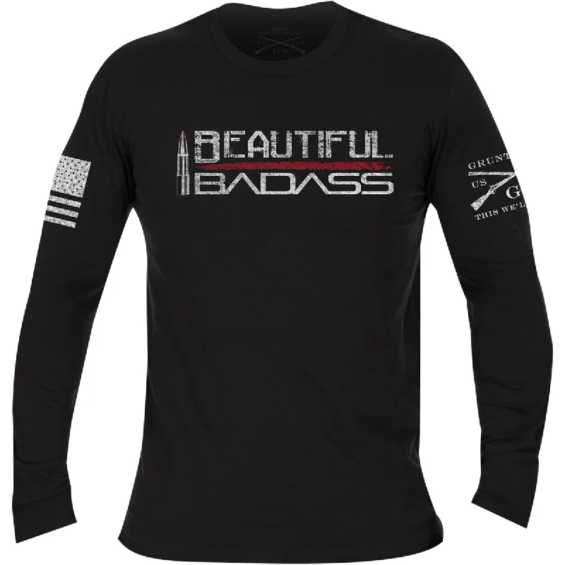 Stylish Women's Clothes for Work and Play Grunt Style Women's Beautiful Badass Long Sleeve T-Shirt - Black