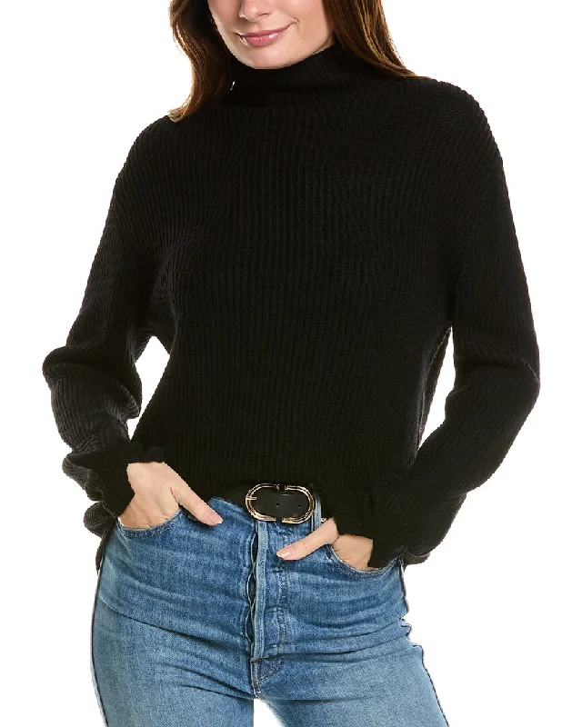 Fashion Women's Clothing Forte Cashmere Fashioned Rib Funnel Neck Wool & Cashmere-Blend Sweater