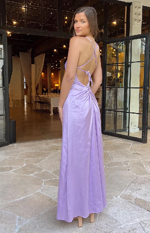 Trendy Styles Blaise Lilac Satin Maxi Dress