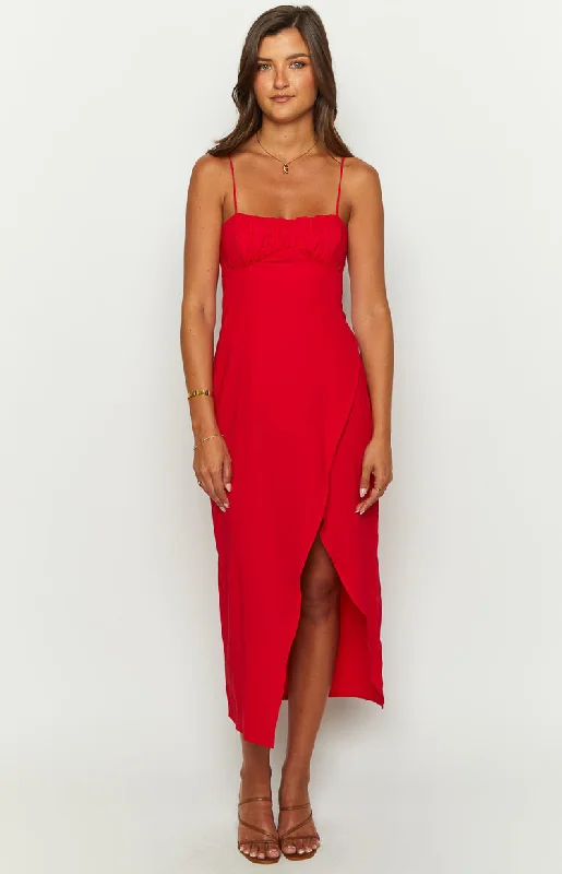 Exclusive Sale Kirrily Red Midi Dress