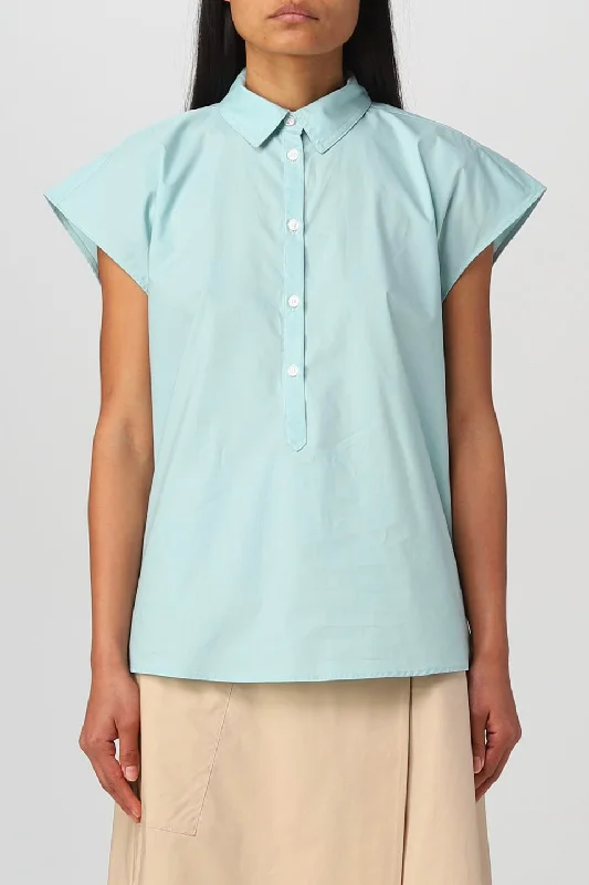 Forward Trendsetter Poplin Blouse in Pure Cotton Poplin Harbor Green