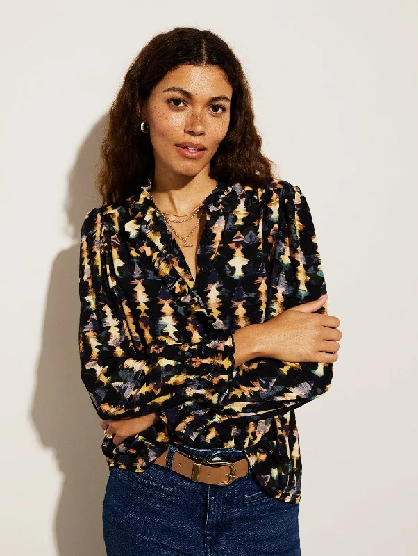 Hot Deals Willow  Lenzing™ Ecovero™ Viscose Printed Blouse | Navy Texture