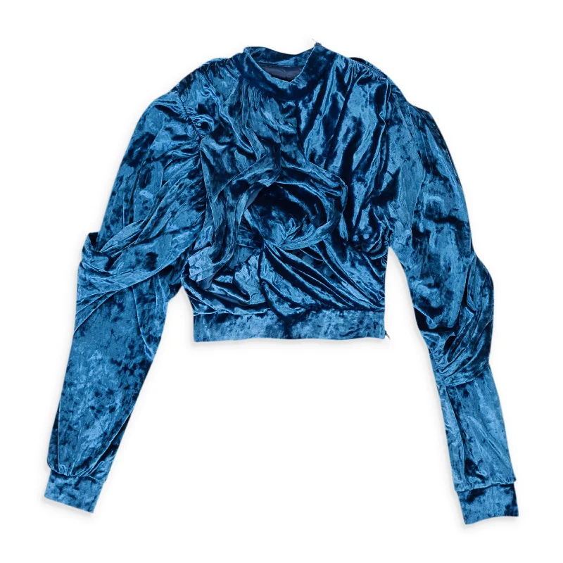 Trendy Street Style Clothing Y/PROJECT VELVET WRAP ROYAL BLUE BLOUSE